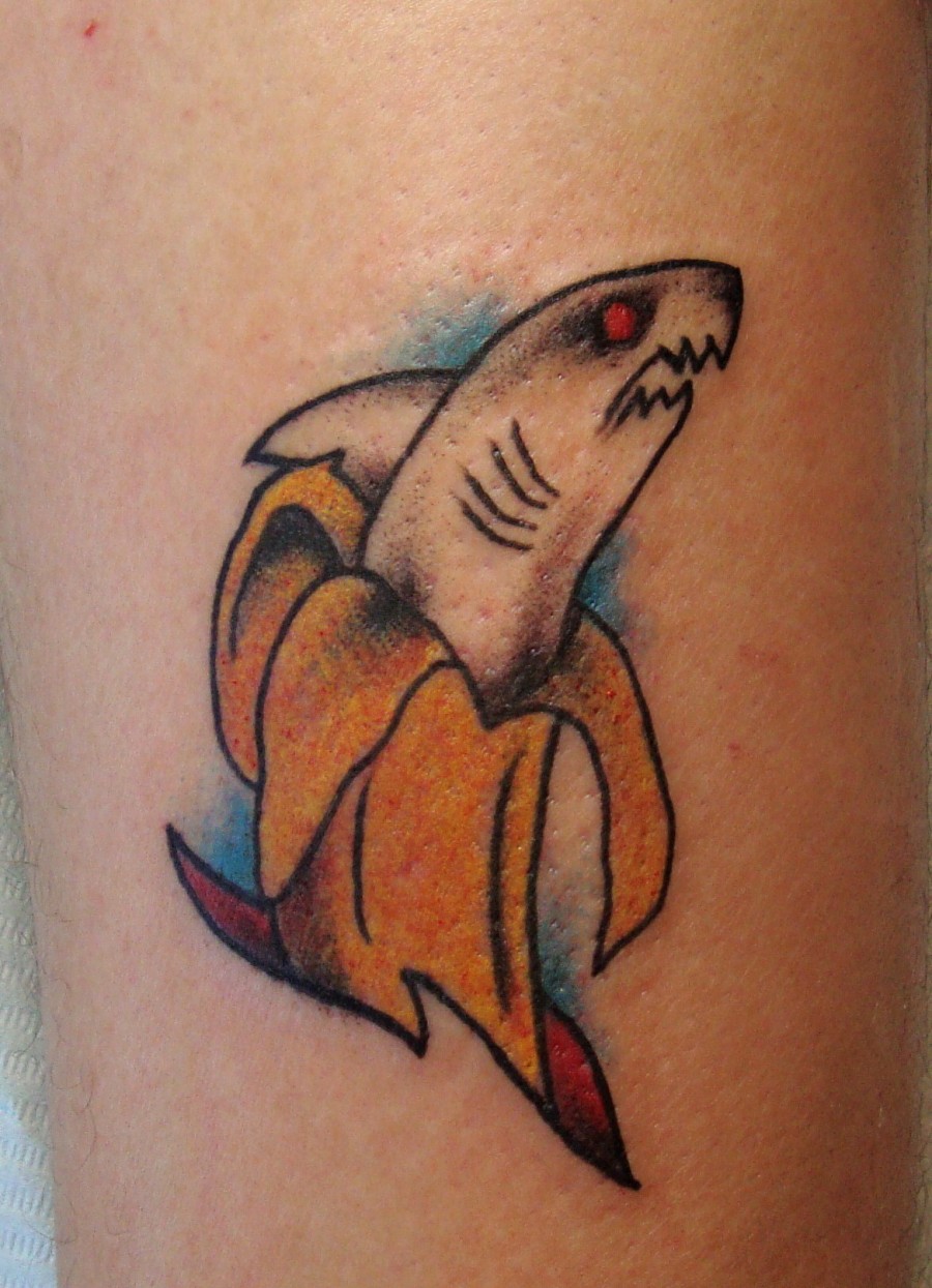 Shark Banana Tattoos By Kim Taylor Color Tattoos