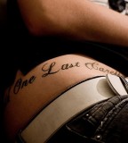 Love Quotes Girls Tattoo Design on Hip