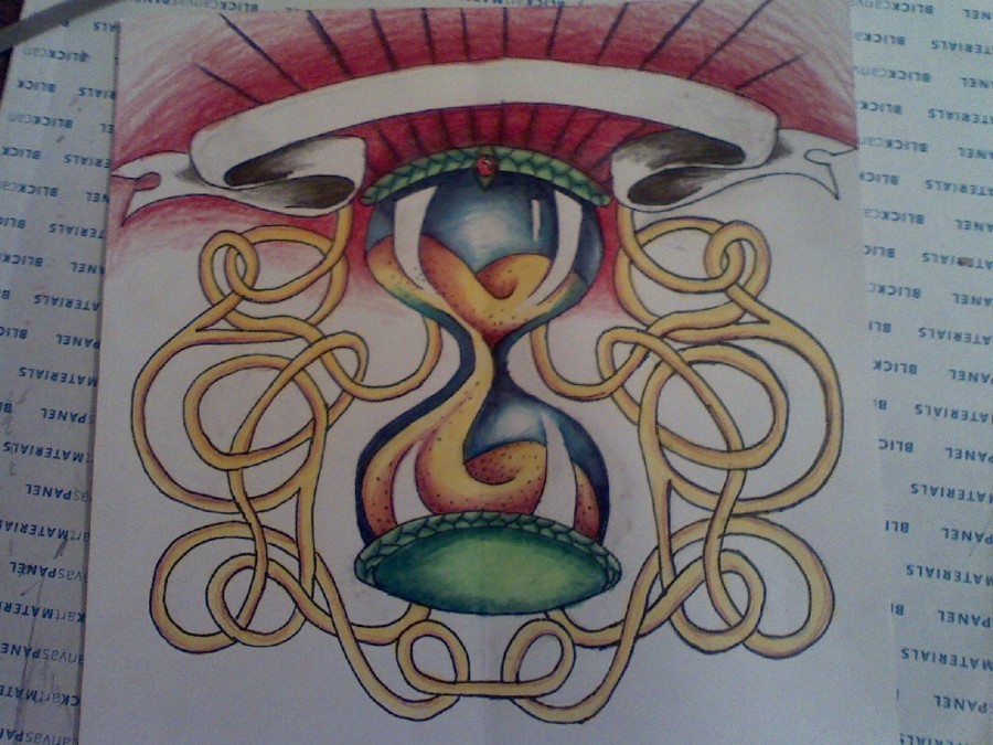 Hourglass Lamp Tattoo Sketch Design