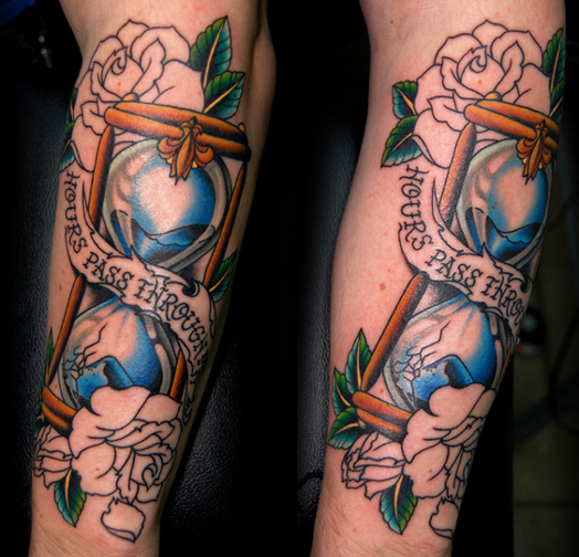 Twin Hourglass Tattoo Design on Forearm