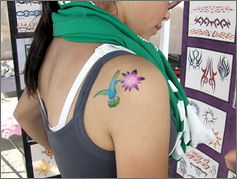 Cute Blue Hummingbrid Tattoo Design on Shoulder