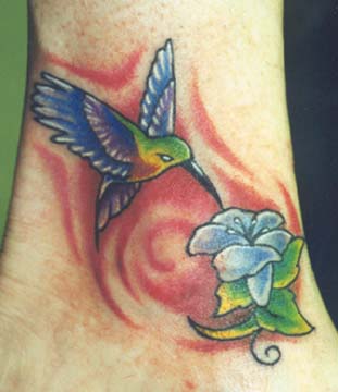 Cute Hummingbird And Flower Tattoo Photo Gallery