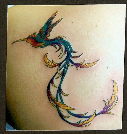 Long Tail Hummingbird Tattoo Design