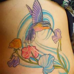 Purple Hummingbird Tattoo Design