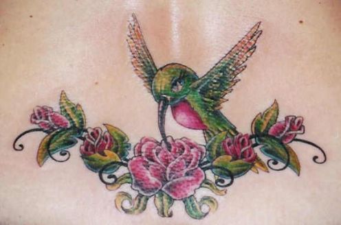 Amazing Green Hummingbird Tattoo Design