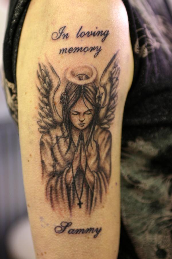 Endearing In Loving Memory Angel Tattoo Design Pic