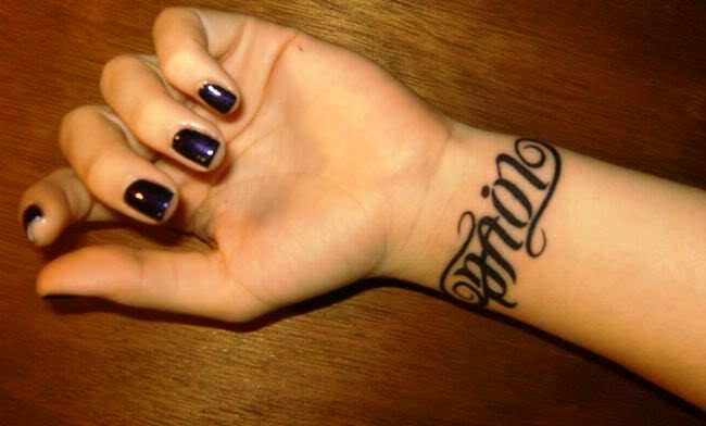 Ambigram Inner Wrist Tattoo Designs For Girls