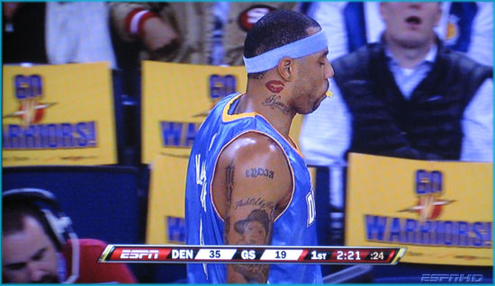 Kenyon Martin Lips Tattoo On The Field