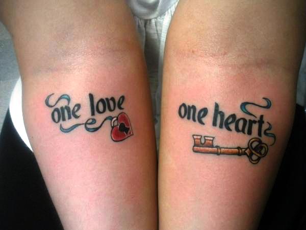 Cute Gold Key Tattoos Couples Design for Men