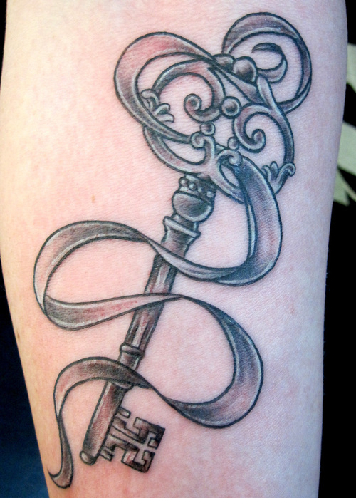 Elegant Lock And Key with Ribbon Tattoo for Men