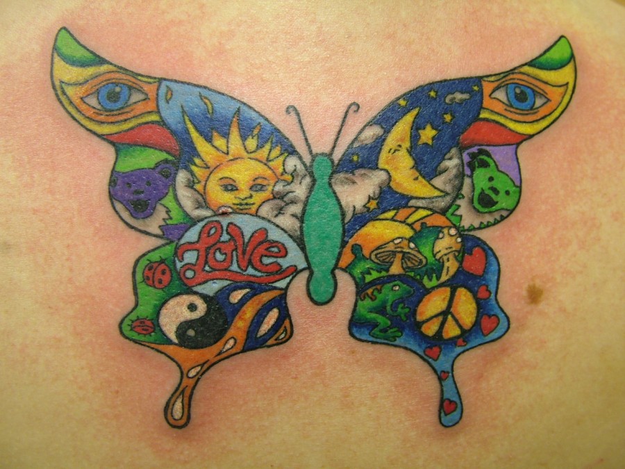 Beautiful Butterfly Kids Name Tattoo Design