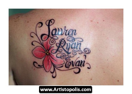 Cute Mom Kids Name Tattoo Design Ideas