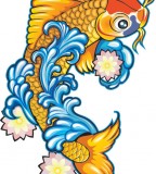 Gold Koi Fish Tattoos Design Picture