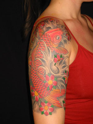 Japanese Koi Fish Tattoo Design for Girl