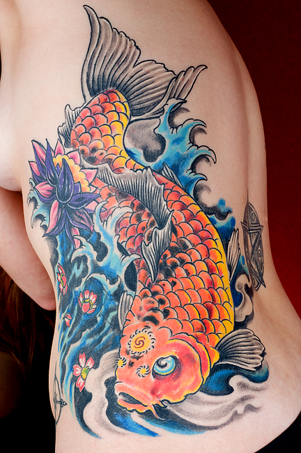 Charming Koi Fish Tattoo Designs for Back