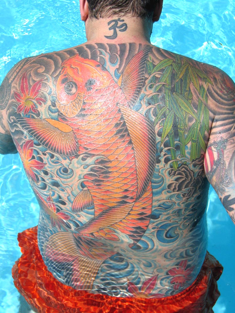 Koi Fish Tattoo On Back Designs for Men