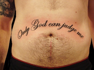 Italic Tattoos Lettering On 	Belly