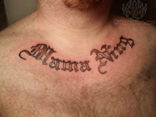 Simple Lettering Tattoo On Chest For Men