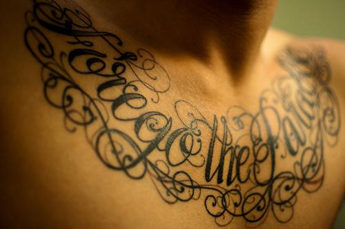 Lettering Tattoos On Chest For Men Tattoos Designs