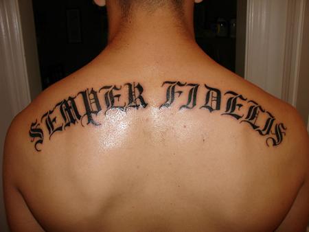 Simple Upper Back Tattoo Lettering 2012