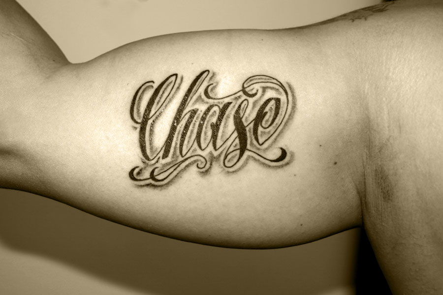 Nam Tattoo Lettering On Arm For Men