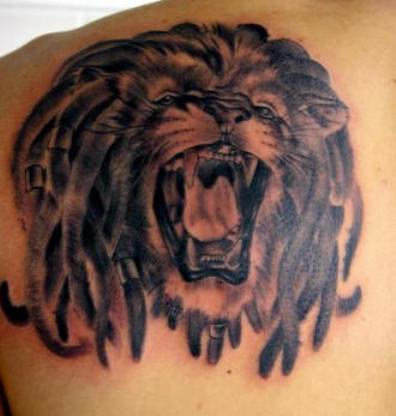 Deadly Lion Face Tattoo