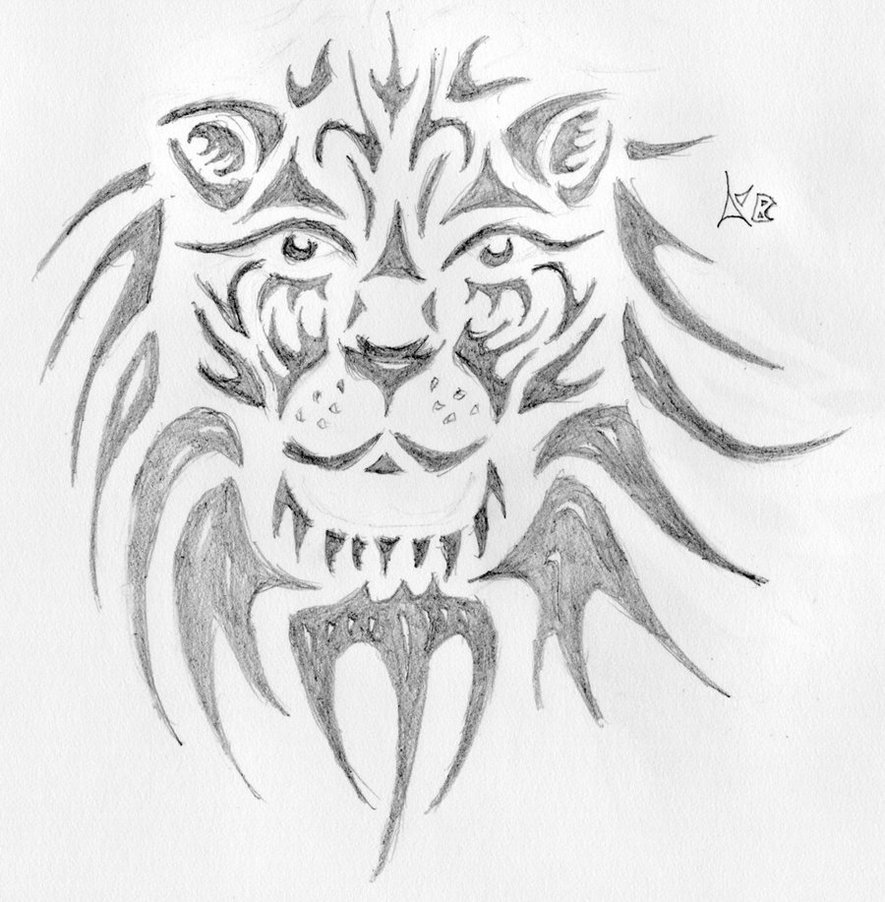 Lion Face Tattoo Sketch Design