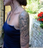 Half Sleeve Lion Tattoo Design for Woman