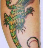 Realistic Green And Yellow Lizard Tattoo