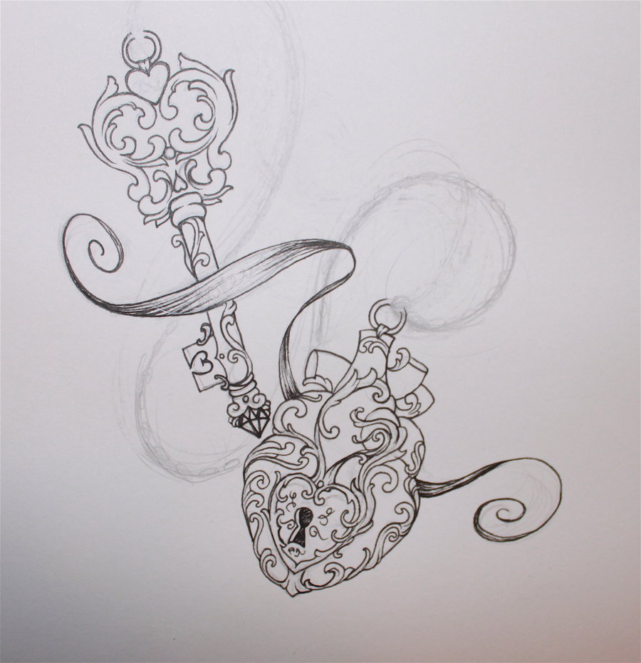 Lock And Key Beautiful Tattoo Sketch