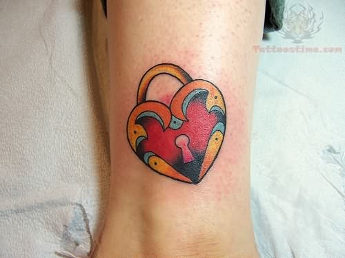 Love Heart Lock Wrist Tattoo