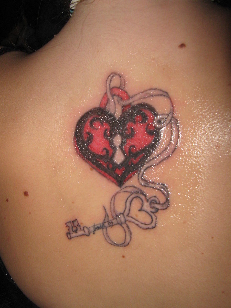 Love Lock And Key Shoulder Tattoo