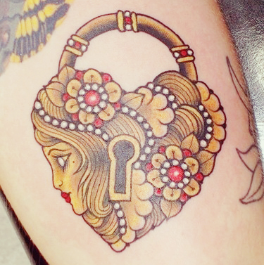 Faced Lock Tattoo for Girl