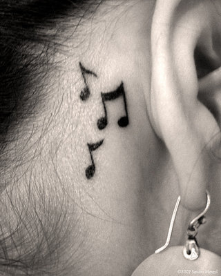 Music Tattoos on Neck Behind Ear