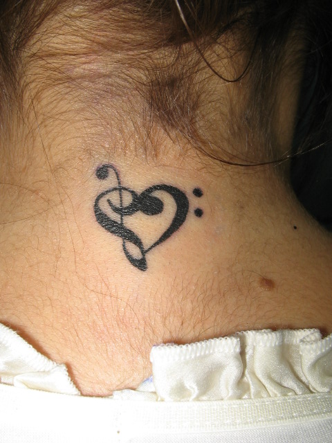 Love Music Neck Tattoo