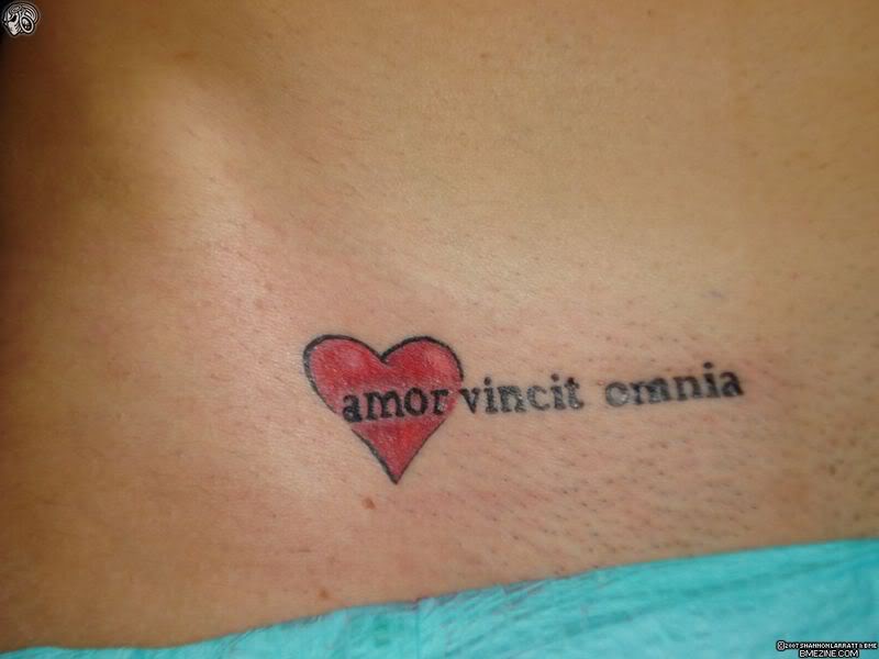 Small Latin Love Conquers All Tattoo Picture