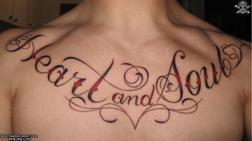 Cool Tattoo Ideas Lettering On Chest