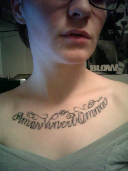 Name Initial Tattoo On Chest For Girl