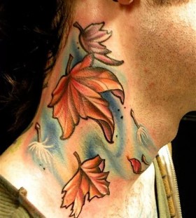 maple-leaf-on-neck-autumn-tattoo maple-leaf-on-neck-autumn-tattoo