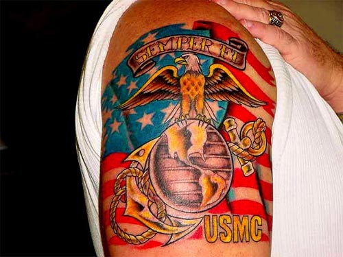 Full Color Tattoo Marine Corps