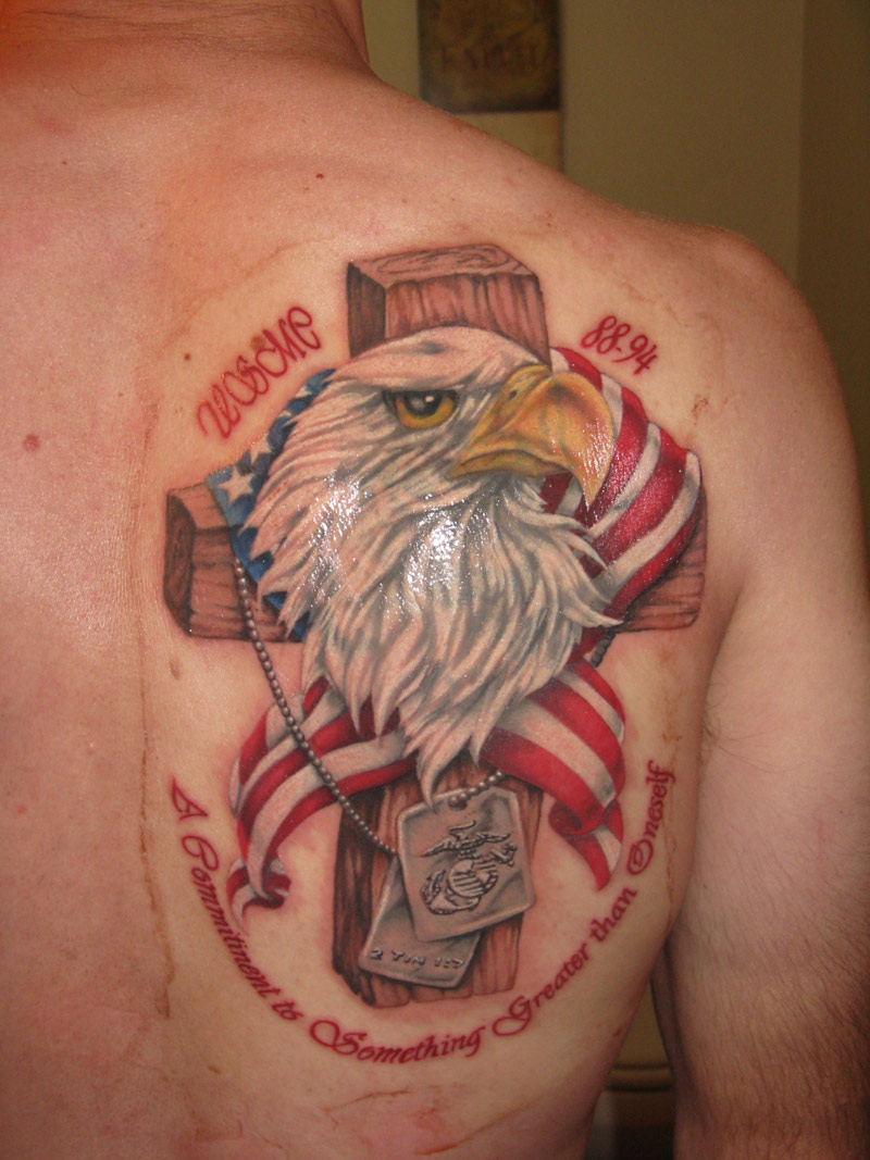 Eagle And Cross Marine Corps Tattoos