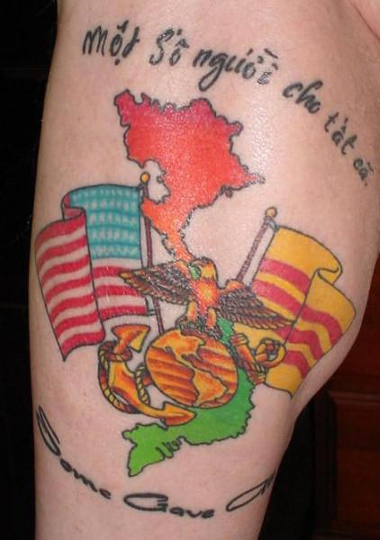 Marine Corps and US Flag Tattoos