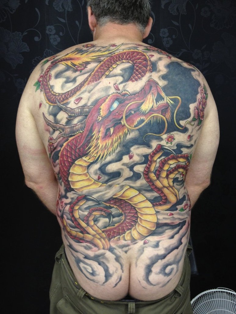 Amazing Full-Back Piece Japanese Dragon Tattoos for Men (NSFW)