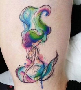 Mermaid watercolor tattoo Mermaid watercolor tattoo