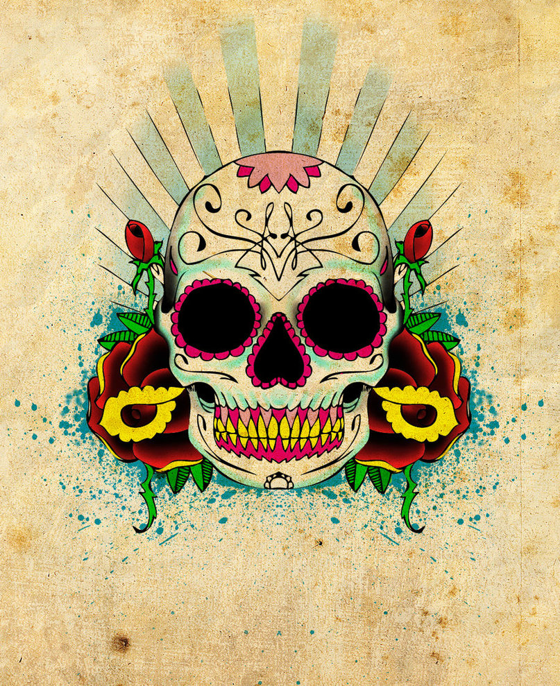 Roses and Skull Tattoo – Mexican Skull Tattoo Designs