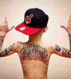 Child Imitating Machine Gun Kelly Tattoo Picture