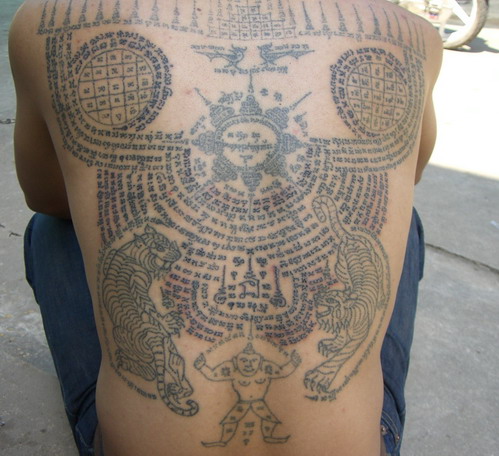 Wonderful Full Back Muay Thai Boxing Tattoo Sample Pic