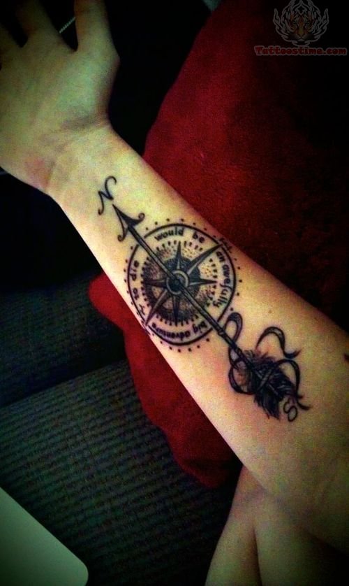 Compass Arm Tattoo Design