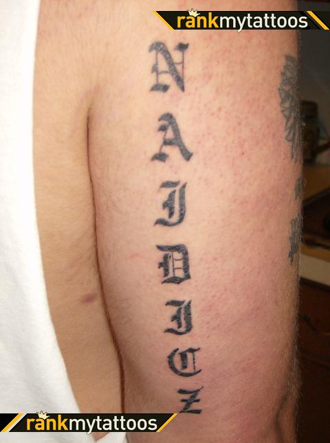 Last Name Arm Tattoo Design