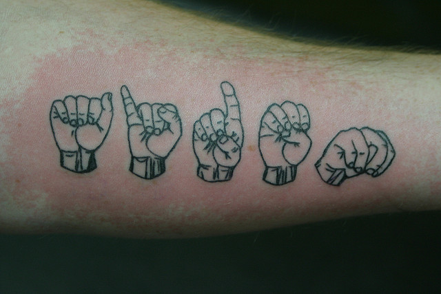 Hand Icons Tattoo Design on Arm